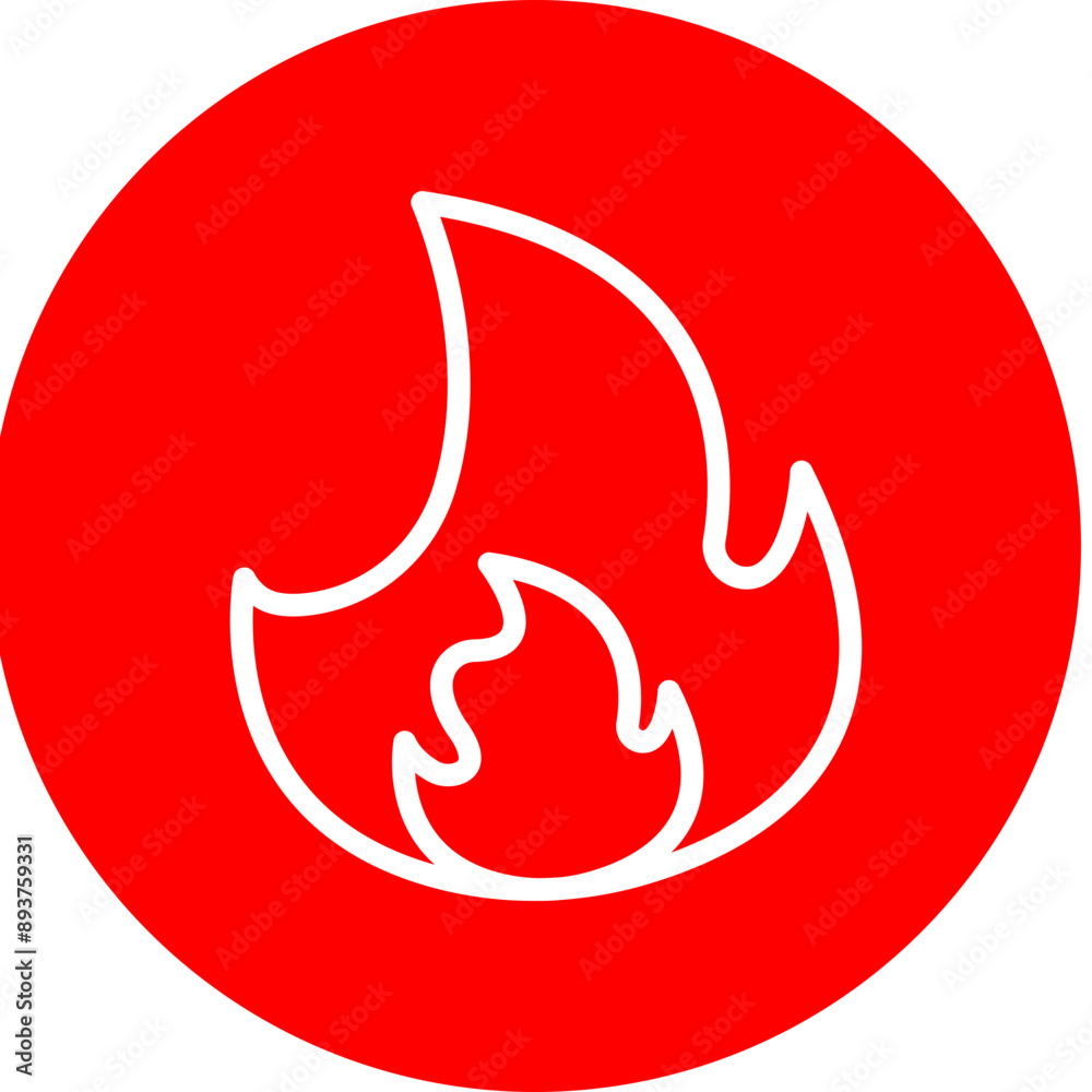Flame Vector Line White Circle Red Flame Vector Line White Circle Red