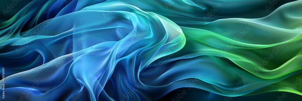 Abstract blue and green design symbolizes fluidity, motion, tranquility, creating harmonious visual experience Abstract blue and green design symbolizes fluidity, motion, tranquility, creating harmonious visual experience