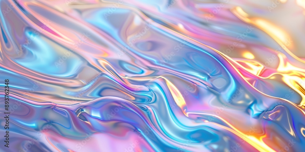 A colorful, flowing piece of fabric with a metallic sheen. The colors are bright and vibrant, creating a sense of movement and energy. The fabric appears to be made of a shiny, reflective material A colorful, flowing piece of fabric with a metallic sheen. The colors are bright and vibrant, creating a sense of movement and energy. The fabric appears to be made of a shiny, reflective material