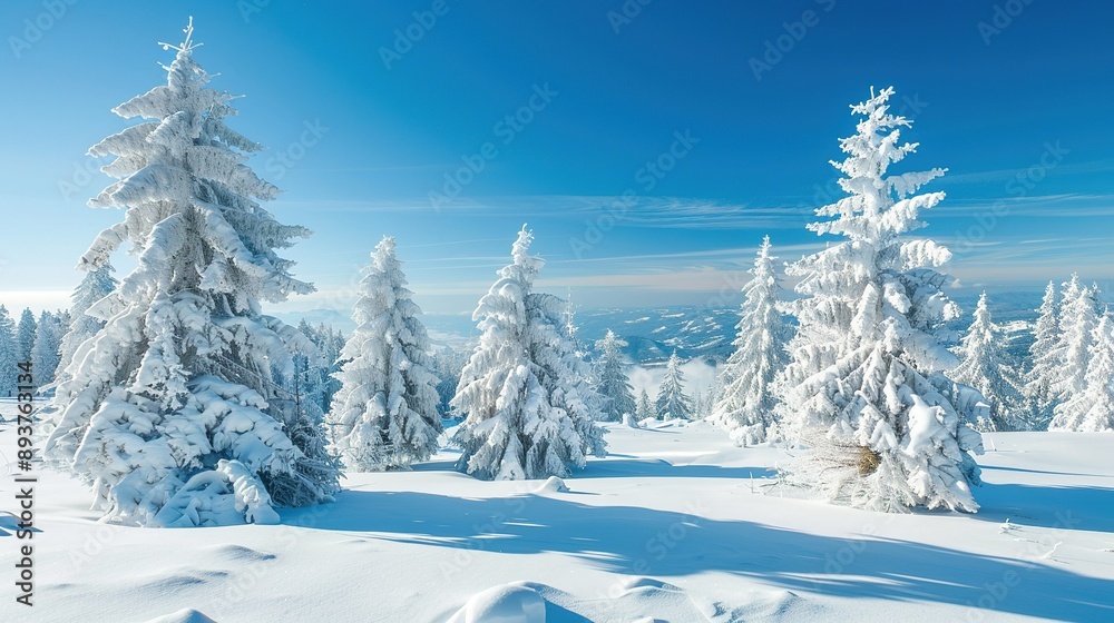 Snow-Covered Evergreen Trees on a Sunny Winter Day Snow-Covered Evergreen Trees on a Sunny Winter Day