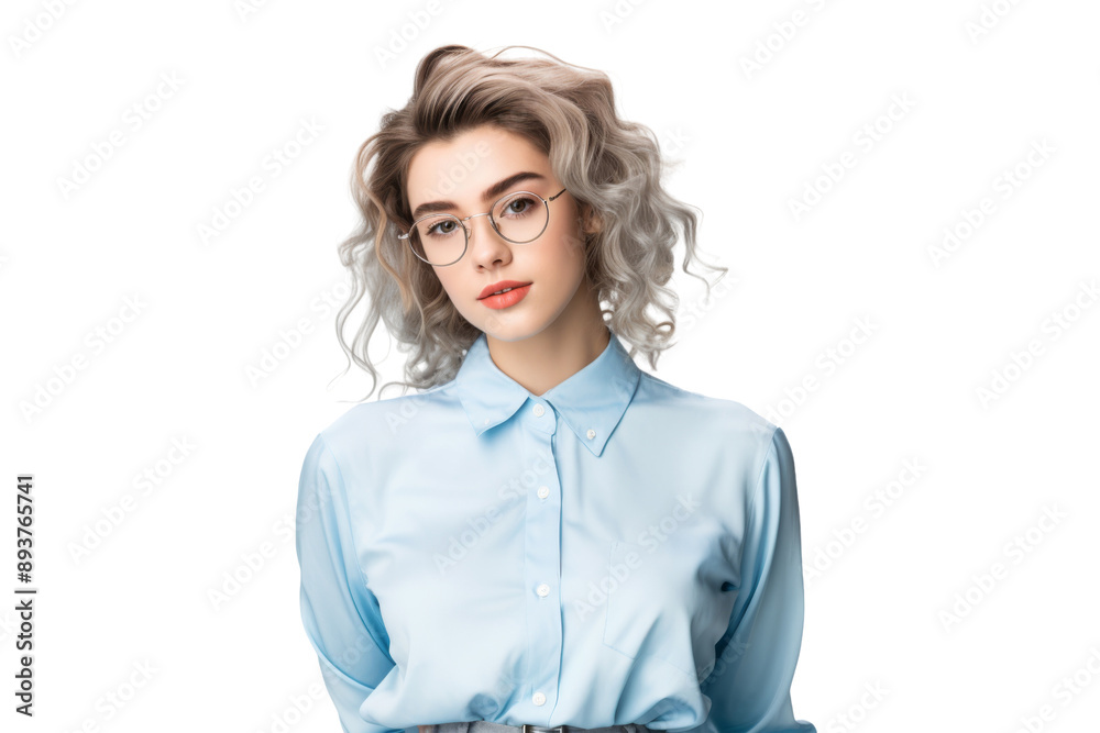 Young woman in trendy outfit striking a confident pose Isolated on white background Young woman in trendy outfit striking a confident pose Isolated on white background