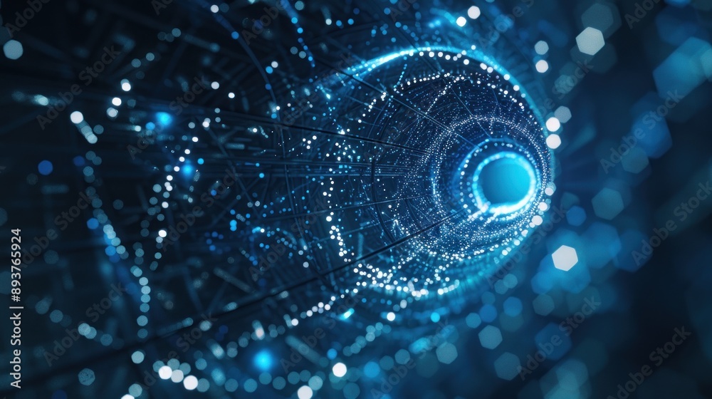 Abstract Digital Tunnel: A Glowing Journey Through Cyberspace
