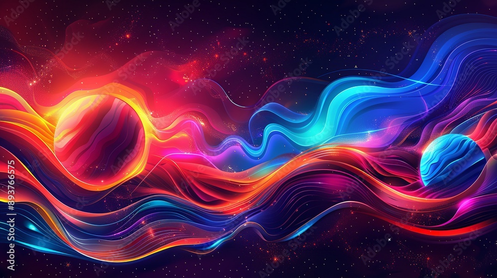 a colorful painting of a fish and plants, Layered background with vibrant colors and patterns a colorful painting of a fish and plants, Layered background with vibrant colors and patterns