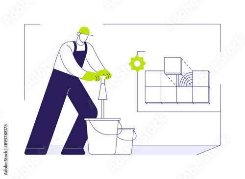 Prepare tile adhesive abstract concept vector illustration.
