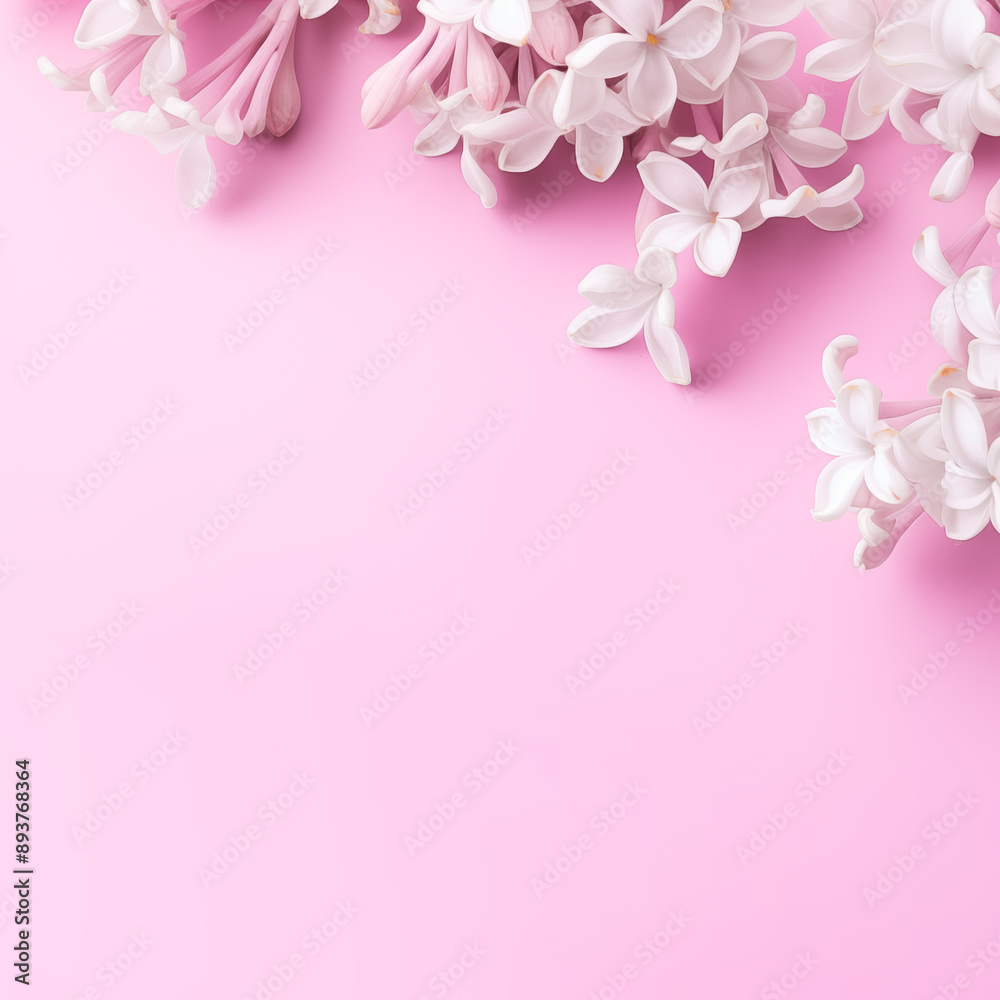Banner with a frame of flowers on a pink background. Spring composition with copyspace. Design for Women's Day, Easter and Valentine's Day Banner with a frame of flowers on a pink background. Spring composition with copyspace. Design for Women's Day, Easter and Valentine's Day