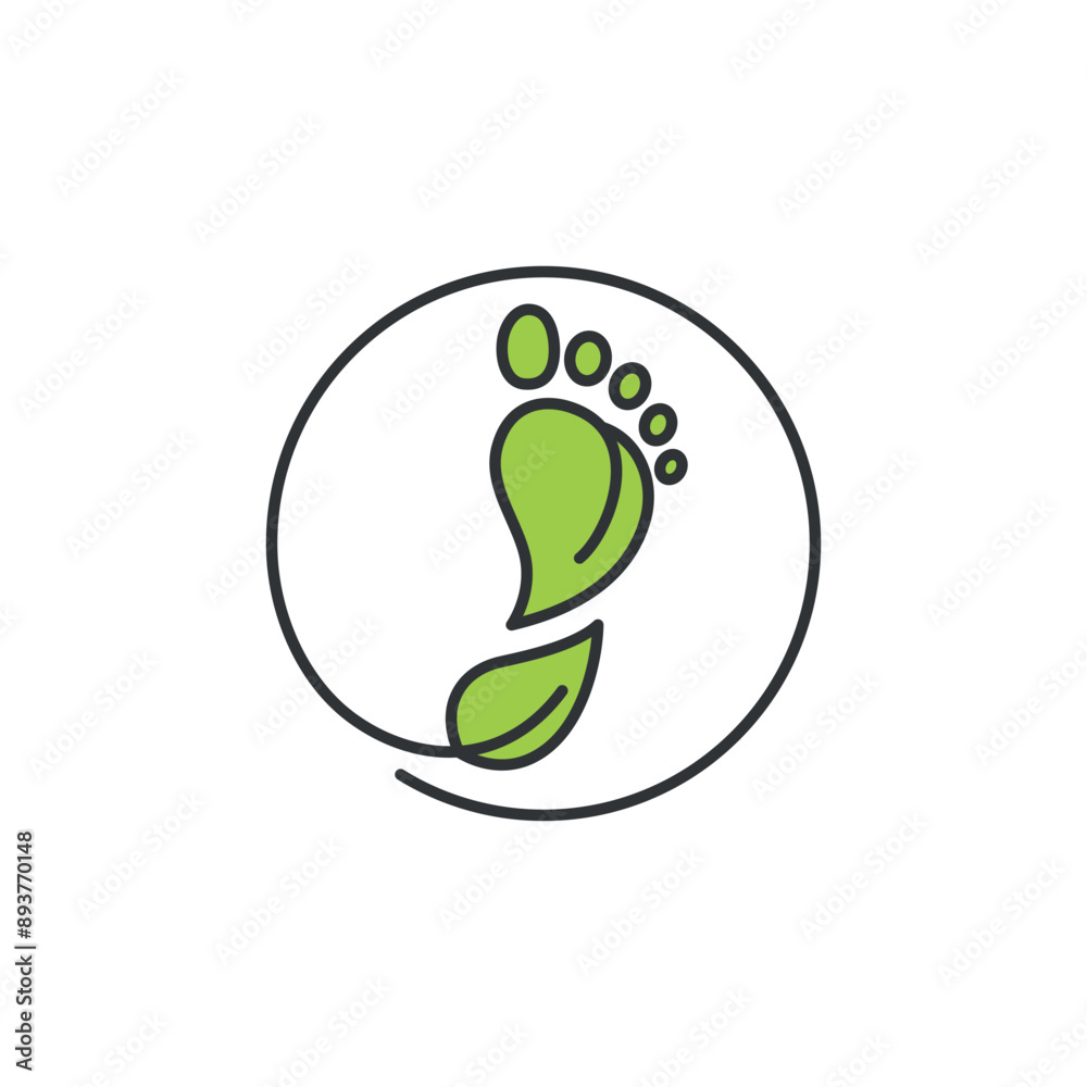 Symbol of carbon footprints. Icon of footprint in form of green leaves with circle. It refers to amount carbon dioxide emission activities of someone, building or company. Symbol of carbon footprints. Icon of footprint in form of green leaves with circle. It refers to amount carbon dioxide emission activities of someone, building or company.