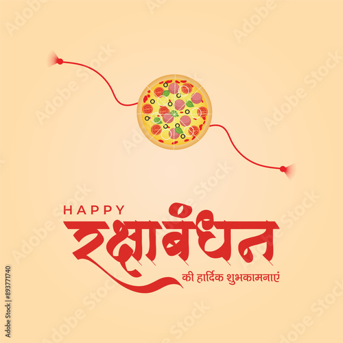 Happy Raksha Bandhan Hindi text Raksha Bandhan greeting Indian festival calligraphy hindi font style For Food Concept