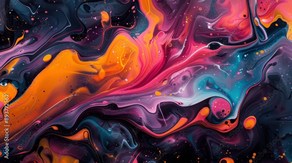 Swirling Abstract Paint Creates A Cosmic Landscape With Vibrant Colors And Glittering Specks Swirling Abstract Paint Creates A Cosmic Landscape With Vibrant Colors And Glittering Specks