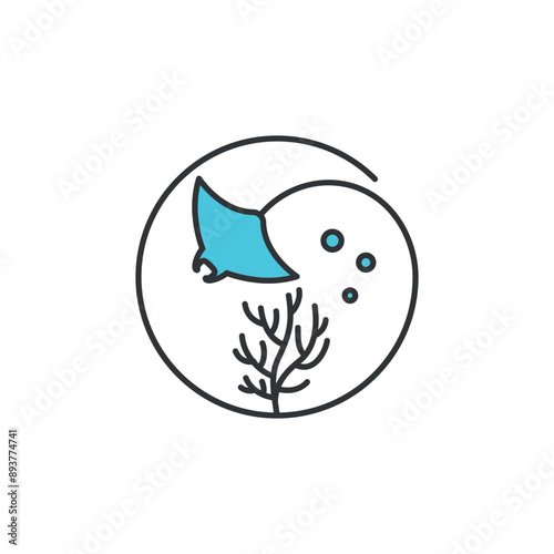 Icon marine conservation. Symbolizing a good cause to protect ecosystem in the sea and ocean in order to create a sustainability healthy living environment.