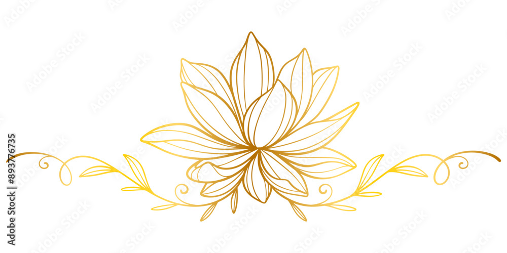 Lotus flower line art style with gold color Vector eps Lotus flower line art style with gold color Vector eps