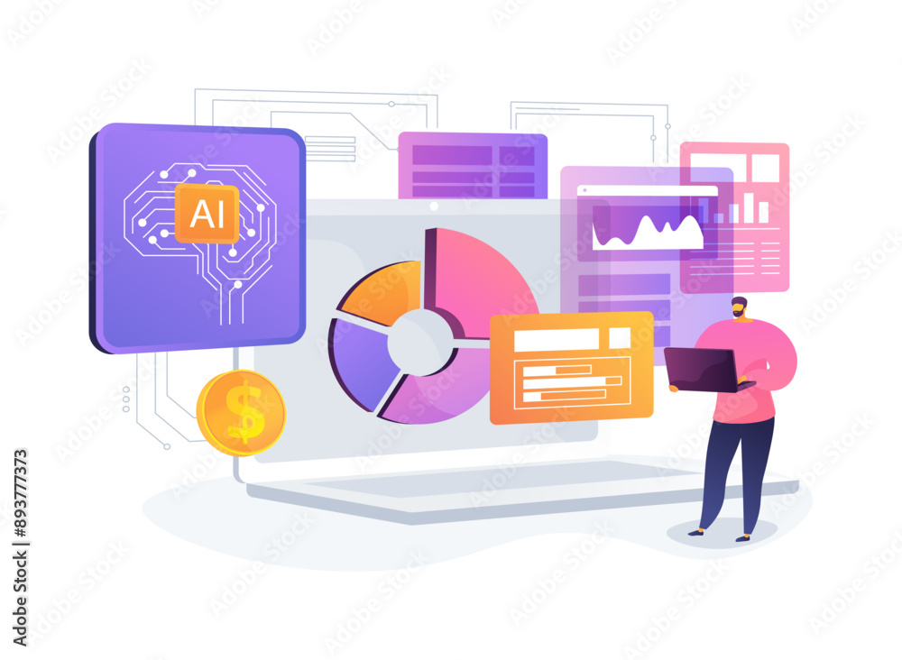 AI-Backed Automated Bookkeeping abstract concept vector illustration. AI-Backed Automated Bookkeeping abstract concept vector illustration.