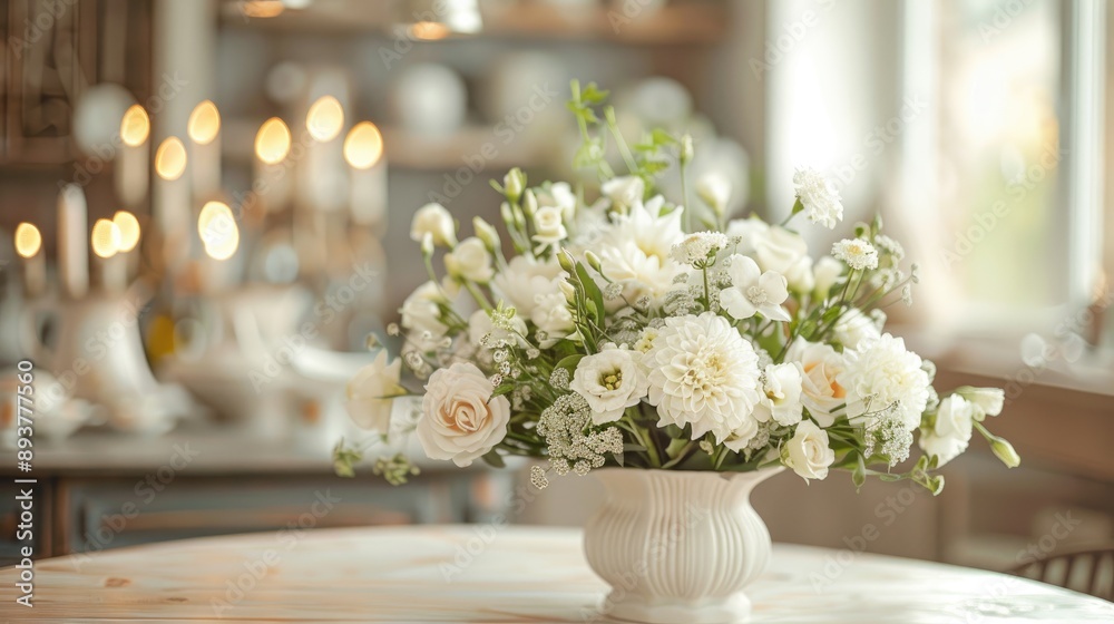 Fototapeta premium Elegant flowers placed in the kitchen vase
