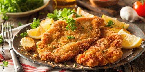 traditional german schnitzel cutlet photo