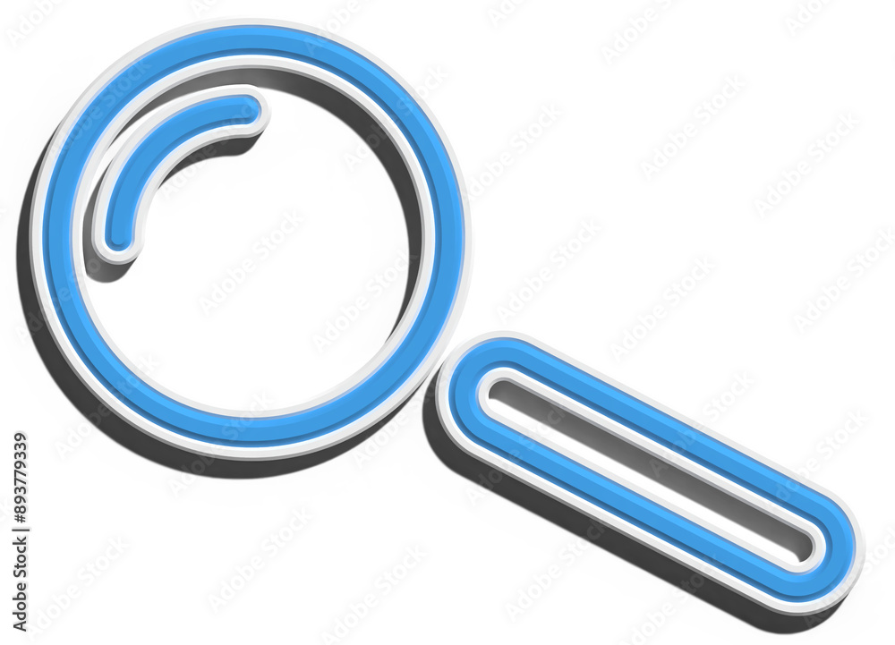 Blue magnifying glass on isolated background, 3D rendering illustration Blue magnifying glass on isolated background, 3D rendering illustration