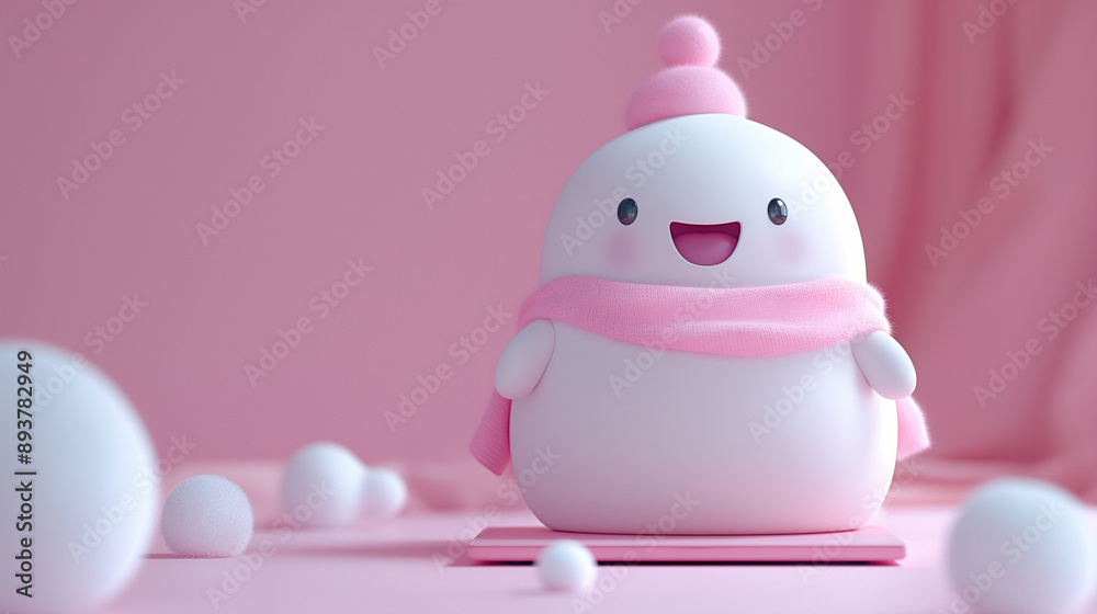 cute kawaii cartoon character, copy space