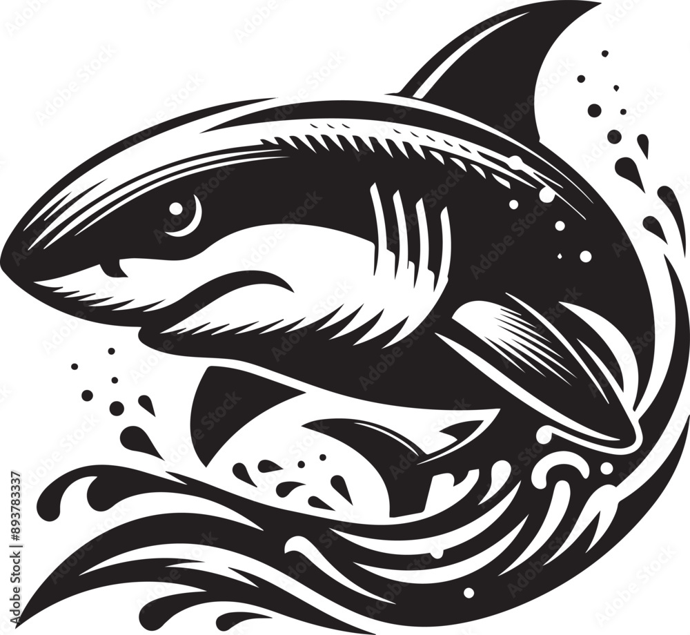 Fototapeta premium Bull shark icon isolated on a white background. Bull shark logo illustration.