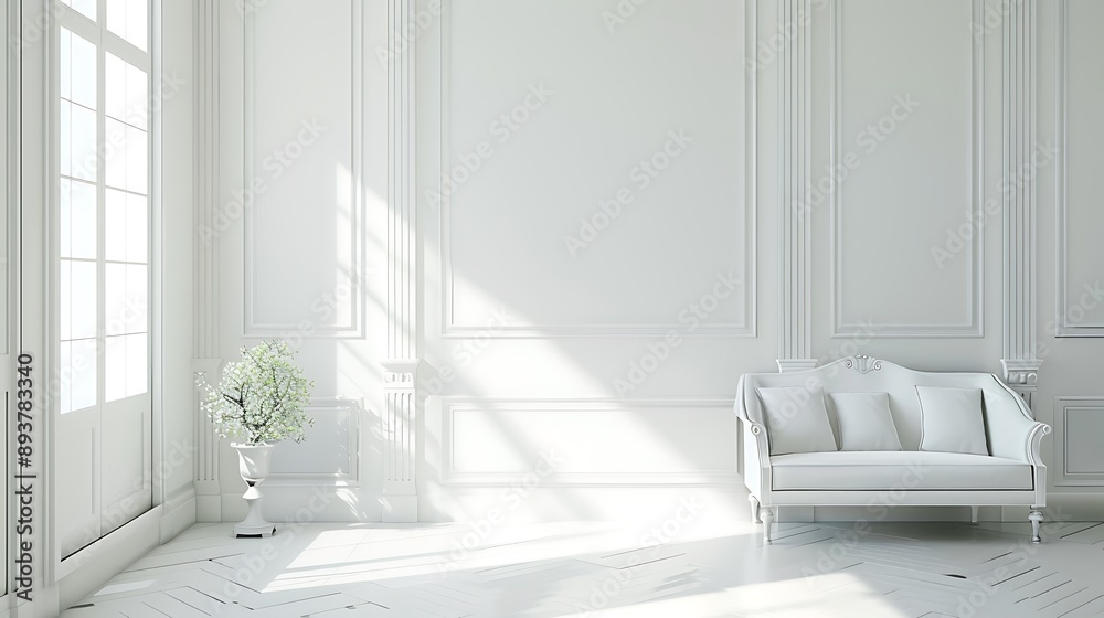Minimalist Interior with Sunlight and Plant Minimalist Interior with Sunlight and Plant