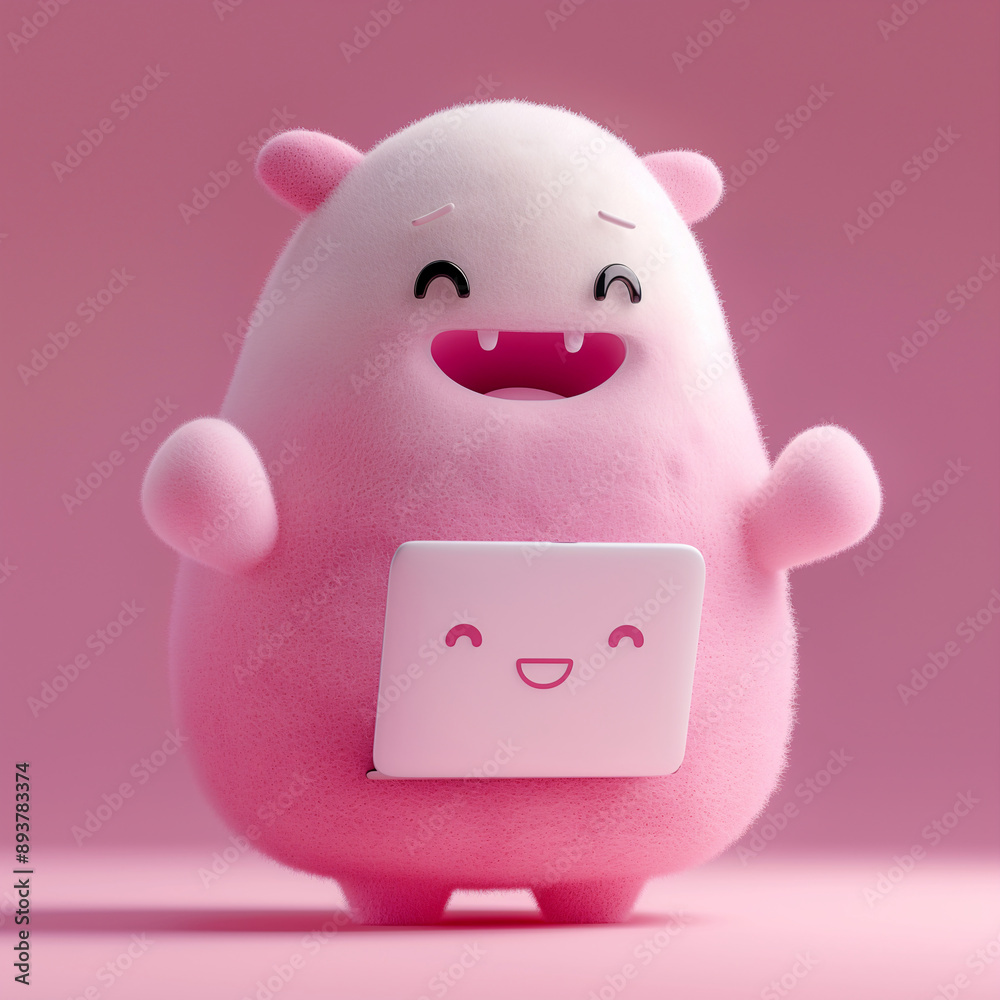 cute kawaii cartoon character, copy space