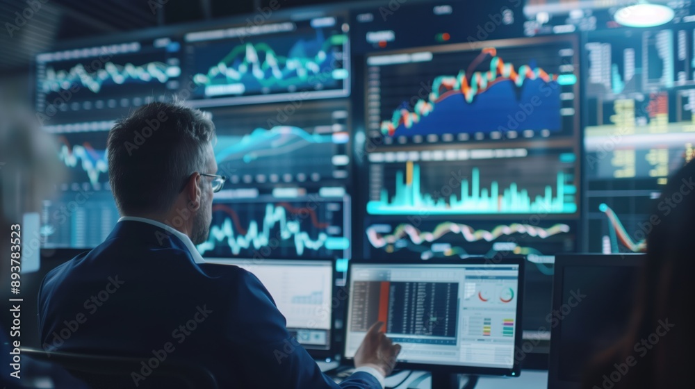 AI algorithms analyzing stock market data with traders monitoring real-time financial charts and graphs. Artificial intelligence in finance, predictive analytics, market trends, decision-making . AI algorithms analyzing stock market data with traders monitoring real-time financial charts and graphs. Artificial intelligence in finance, predictive analytics, market trends, decision-making .