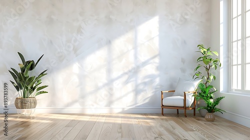 Empty White Room with Sunlight Streaming In