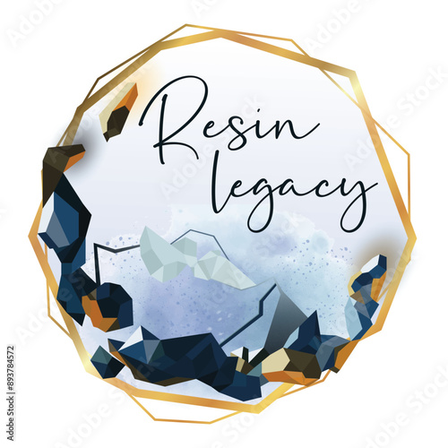 Resin Logo, Epoxy resin logo. Abstract logo. Vector logo for Resin art. Use as a backdrop for icons, text or your personal design. Vector illustration of marble design template.