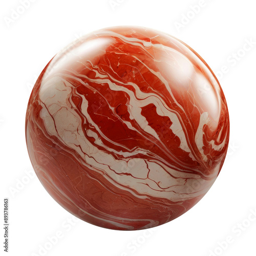 Colored marble ball on a transparent and white background. PNG.