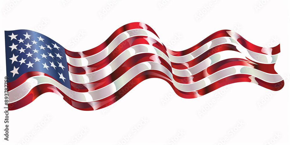 American flag waving in the wind with a glossy finish American flag waving in the wind with a glossy finish