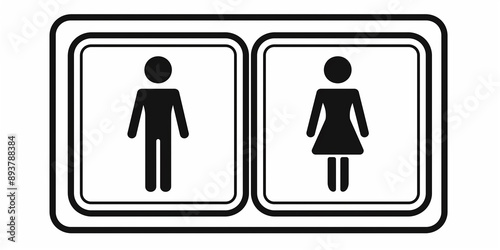 Wallpaper Mural Black and white public restroom sign indicating male and female gender symbols Torontodigital.ca
