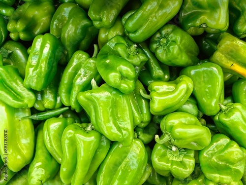 green peppers on the market
