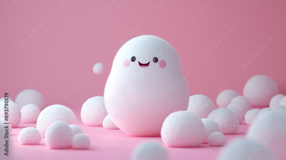 cute kawaii cartoon character, copy space cute kawaii cartoon character, copy space