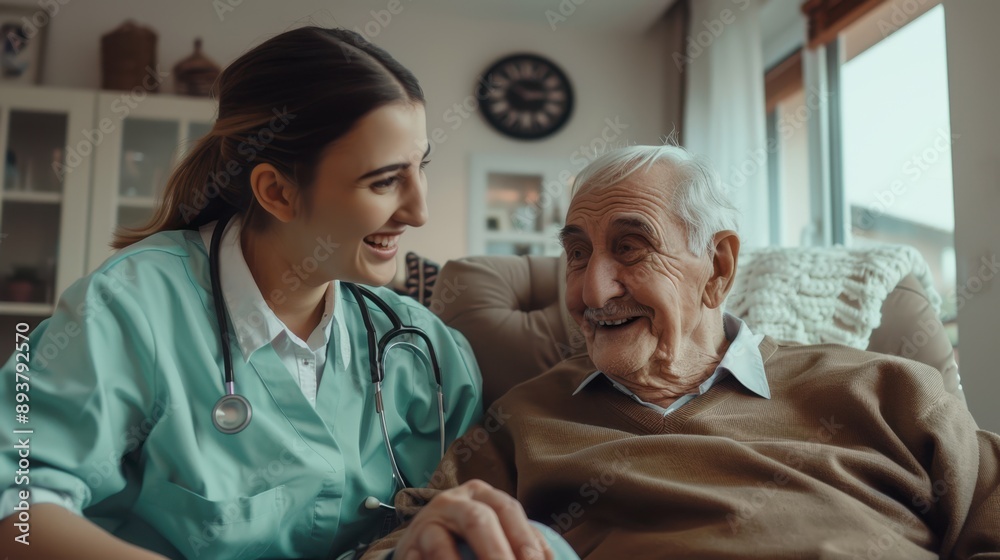 Obraz premium The nurse with elderly patient