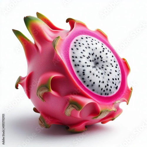 115 89. Juicy pitahaya with a bright pink skin and speckled fles photo