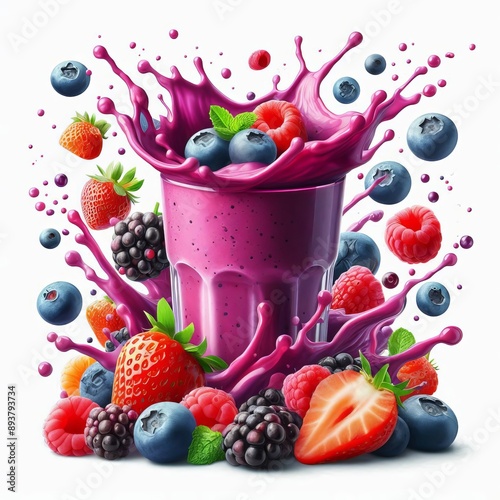 130 32. A splash of berry smoothie, colorful and nutritious in a photo