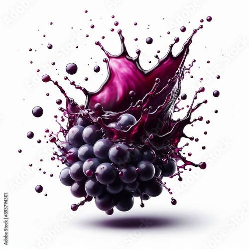 140 36. A splash of grape juice, deep and vibrant in color, clos photo