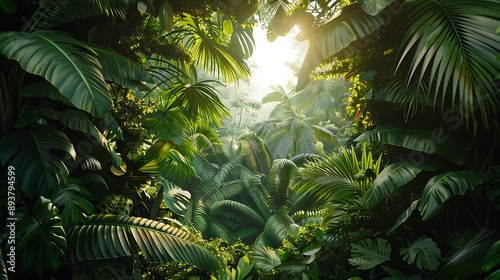 Tropical Foliage with Sun Rays
