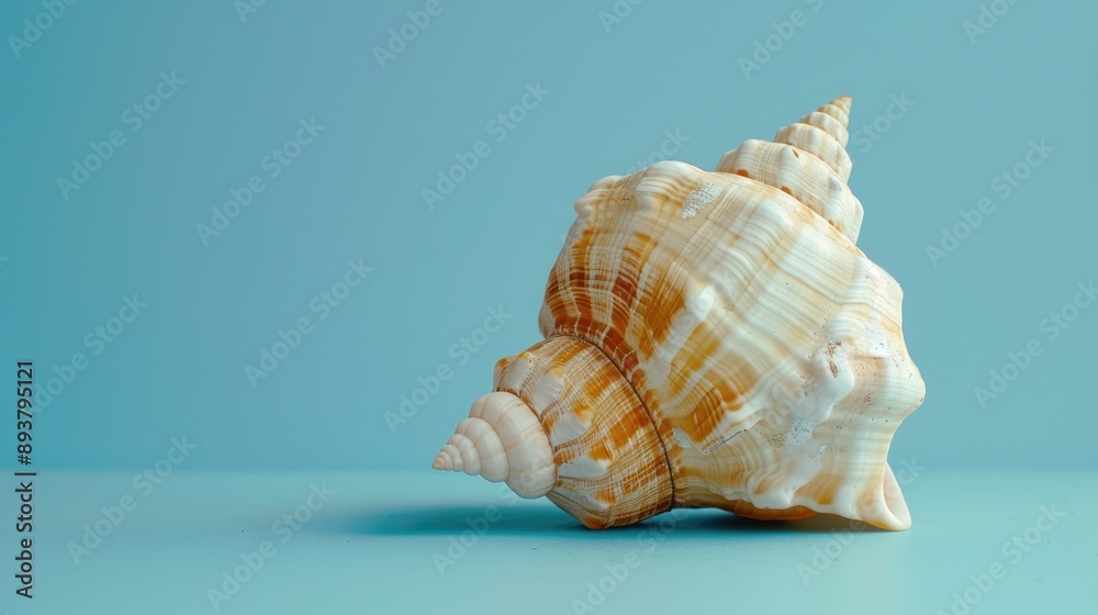 Sea shell against blue backdrop Sea shell against blue backdrop