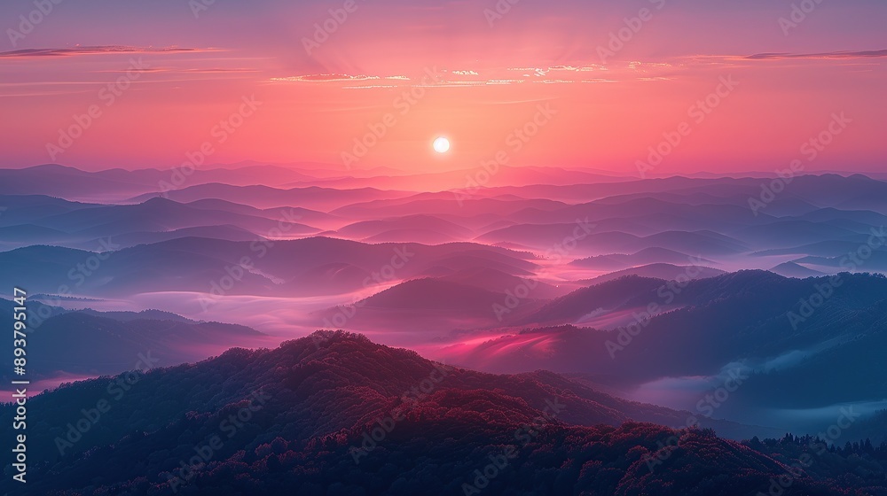 Fototapeta premium Stunning Sunrise Over Misty Mountains