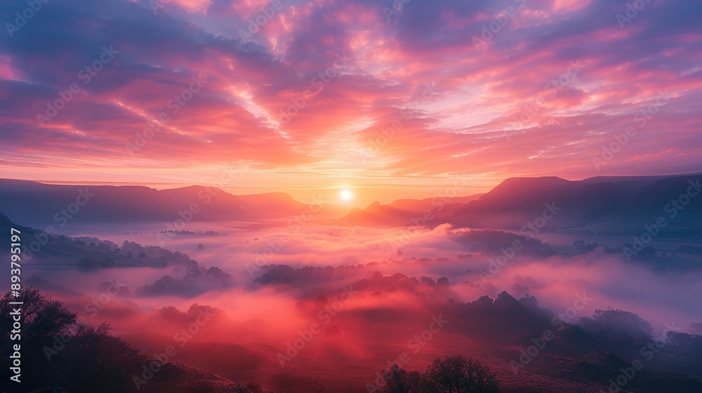 Stunning Sunrise Over Misty Mountains Stunning Sunrise Over Misty Mountains