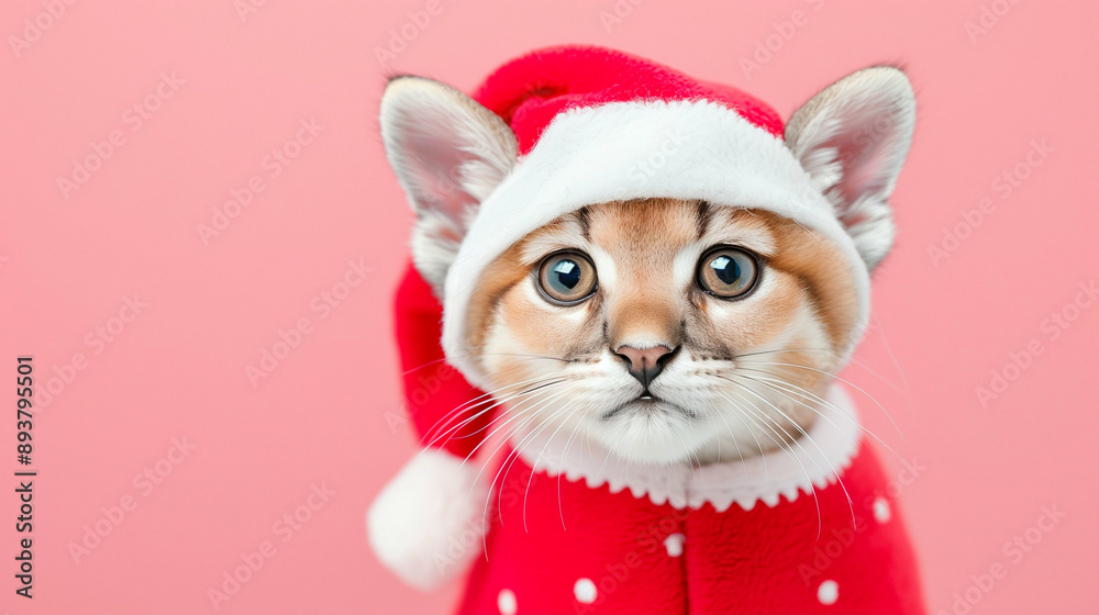 Cute Cat in Christmas Outfit. Adorable Cat Wearing Santa Hat and Red Sweater. Festive Feline Ready for the Holidays Cute Cat in Christmas Outfit. Adorable Cat Wearing Santa Hat and Red Sweater. Festive Feline Ready for the Holidays
