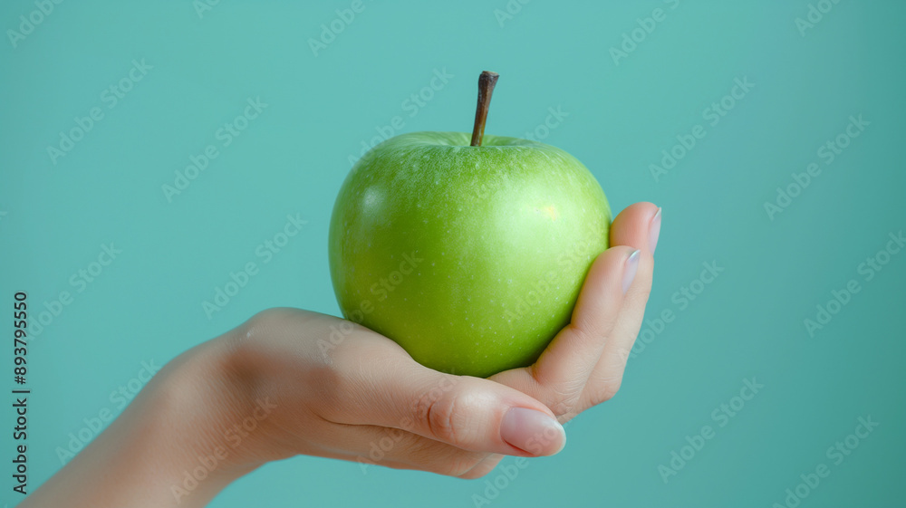 Hand Holding a Fresh Green Apple Hand Holding a Fresh Green Apple