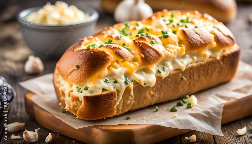 Homemade Cheesy Bread on a French Loaf with Garlic
Homemade Cheesy Bread on a French Loaf with Garlic