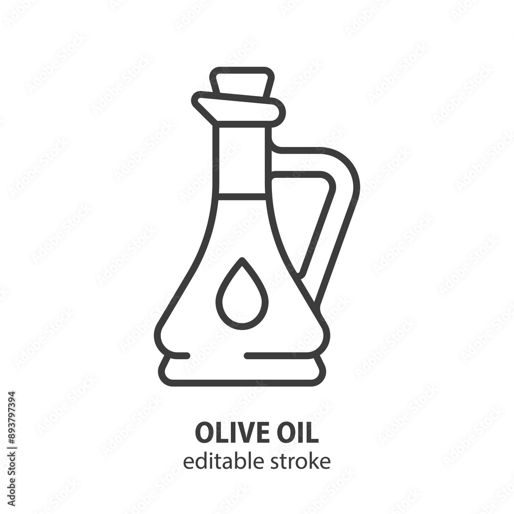 Olive oil bottle line icon. Symbol olive oil vector illustration. Editable stroke.