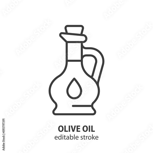 Olive oil bottle line icon. Symbol olive oil vector illustration. Editable stroke.