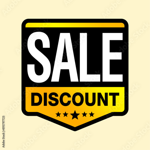 This vibrant sign displays the words "SALE DISCOUNT" in bold, golden text with stars. The eye-catching design is ideal for promoting discounts and special sale events in retail settings.