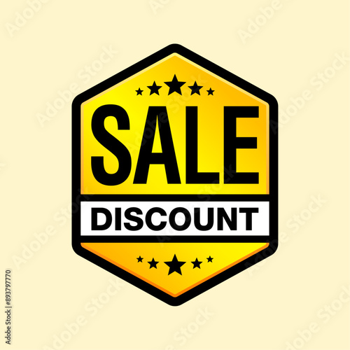 This vibrant sign displays the words "SALE DISCOUNT" in bold, golden text with stars. The eye-catching design is ideal for promoting discounts and special sale events in retail settings.