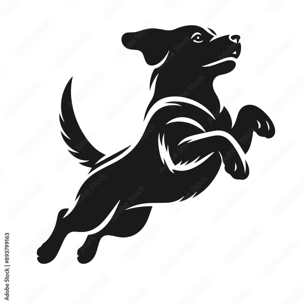 Obraz premium Clean black and white Vector Silhouett of a Dog on white background