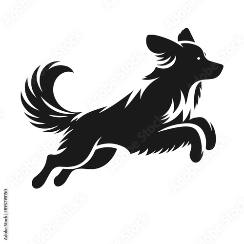 Clean black and white Vector Silhouett of a Dog on white background