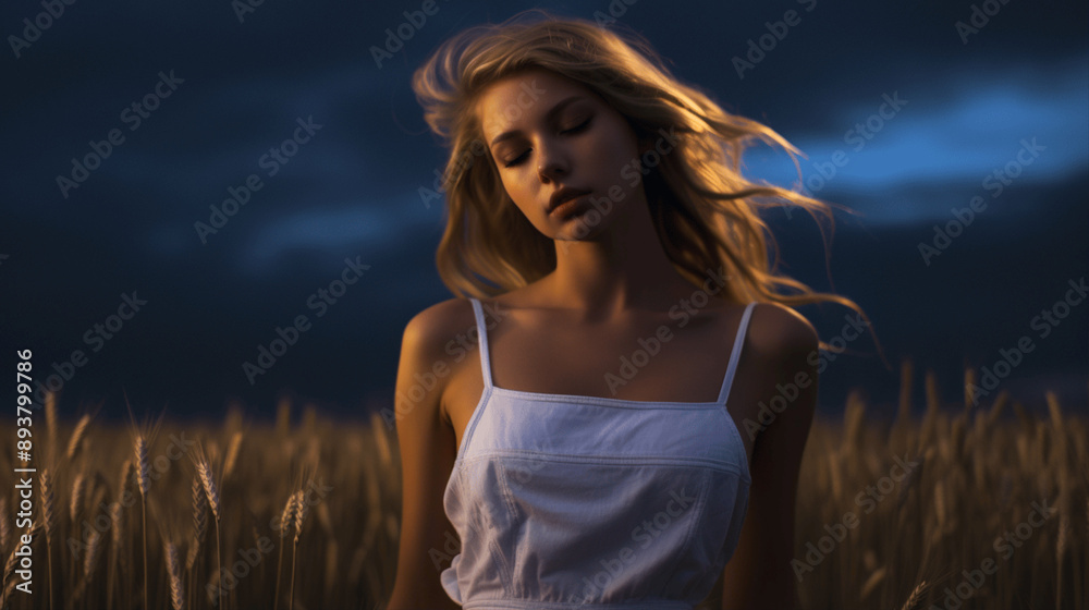 Naklejka premium woman in the field
