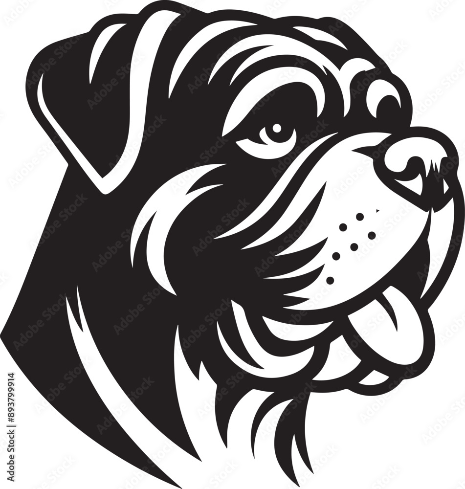 Obraz premium Bull mastiff vector icon isolated on a white background. Bull mastiff logo illustration.