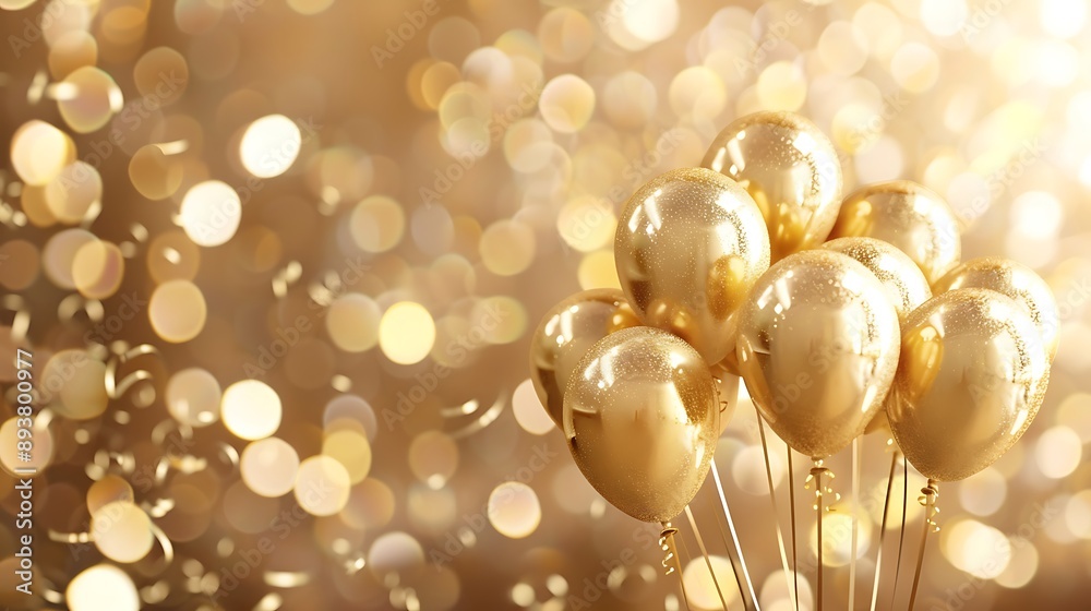 Golden Balloons on a Sparkling Background Golden Balloons on a Sparkling Background